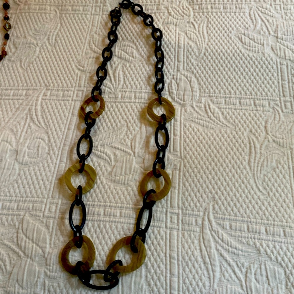 Black and tan link necklace from Talbots. 36”